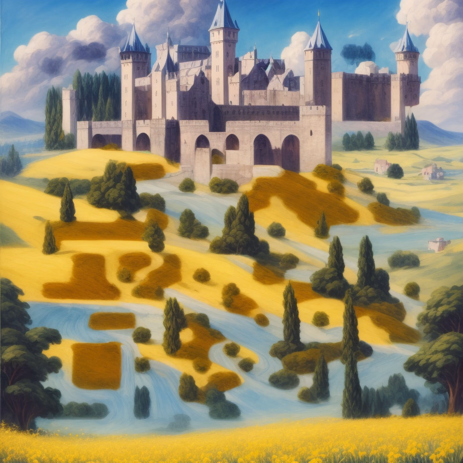 Hilltop Castle Landscape Painting QR Code Art — image 1