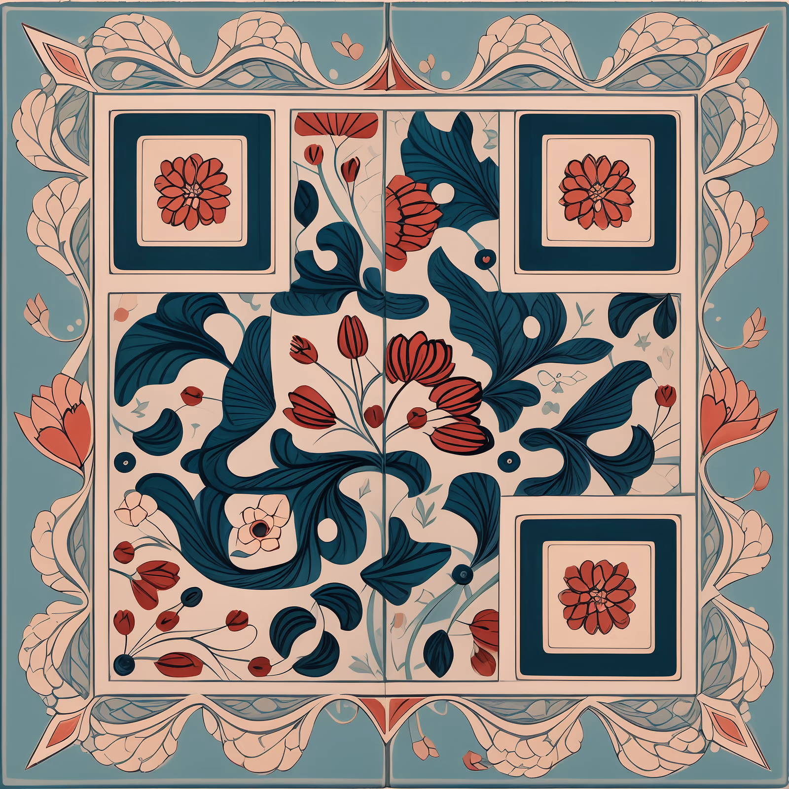 Iznik Floral Tile Pattern QR Code Art — image 1