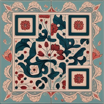 Iznik Floral Tile Pattern QR Code Art