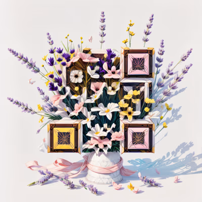 粉彩野花花束3D二维码艺术 — 图片 1