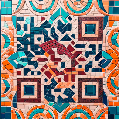 Teal Coral Tile Mosaic QR Code Art — image 1