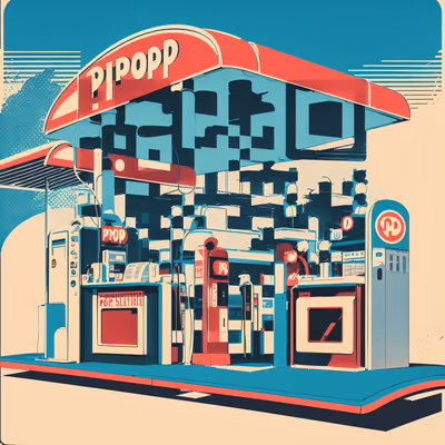 Retro Gas Station Pop Illustration QR Code for Posters — image 1