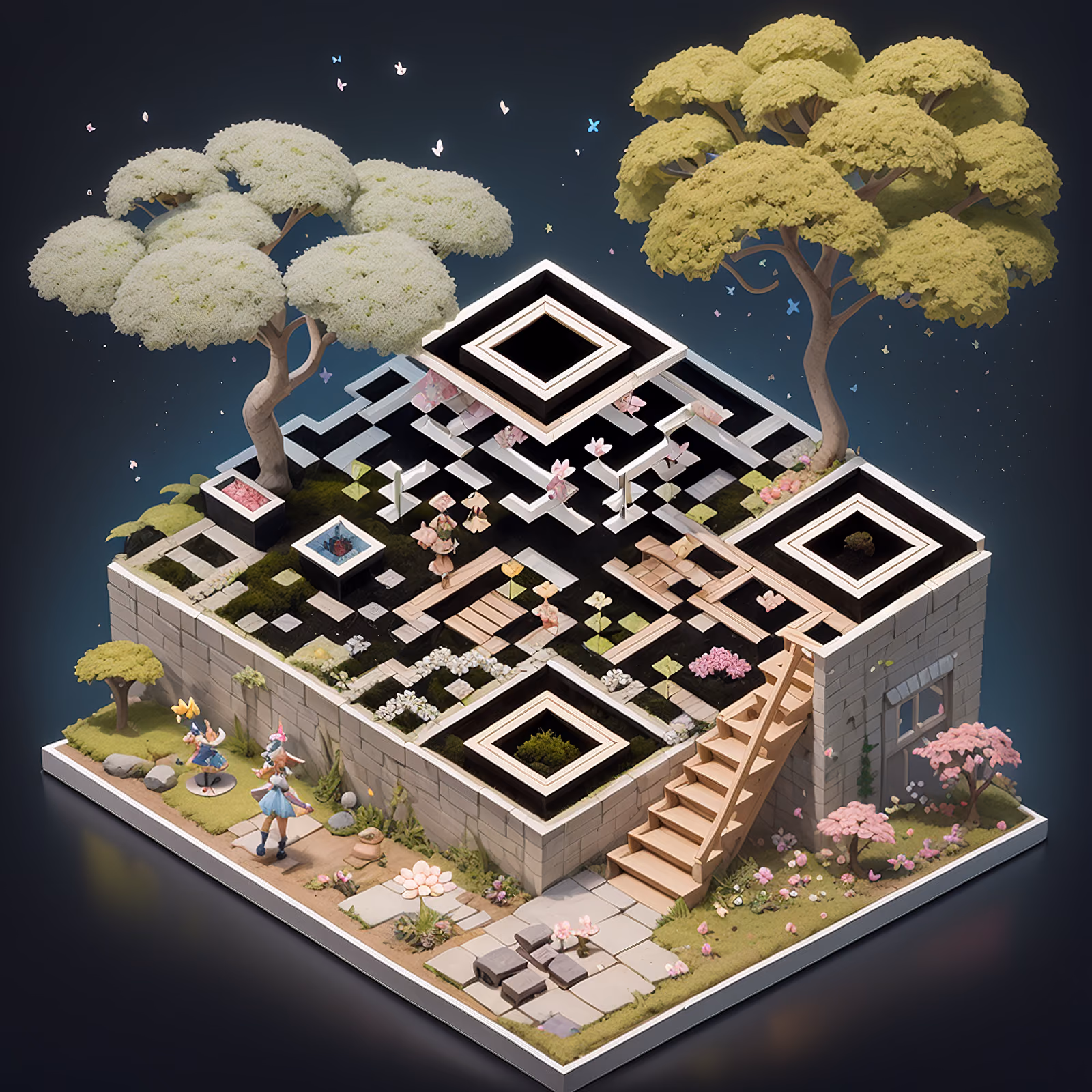 Изометрический диорама-сад фей: QR-код — изображение 1