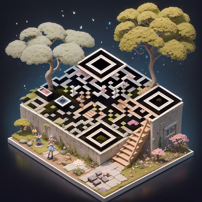 Изометрический диорама-сад фей: QR-код — изображение 1