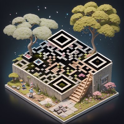 Isometric Fairy Garden Diorama QR Code Art