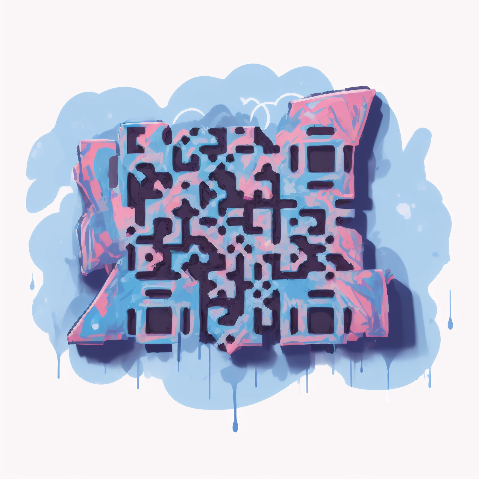 Pastel Graffiti Lettering Symbol QR Code for Stickers — image 1