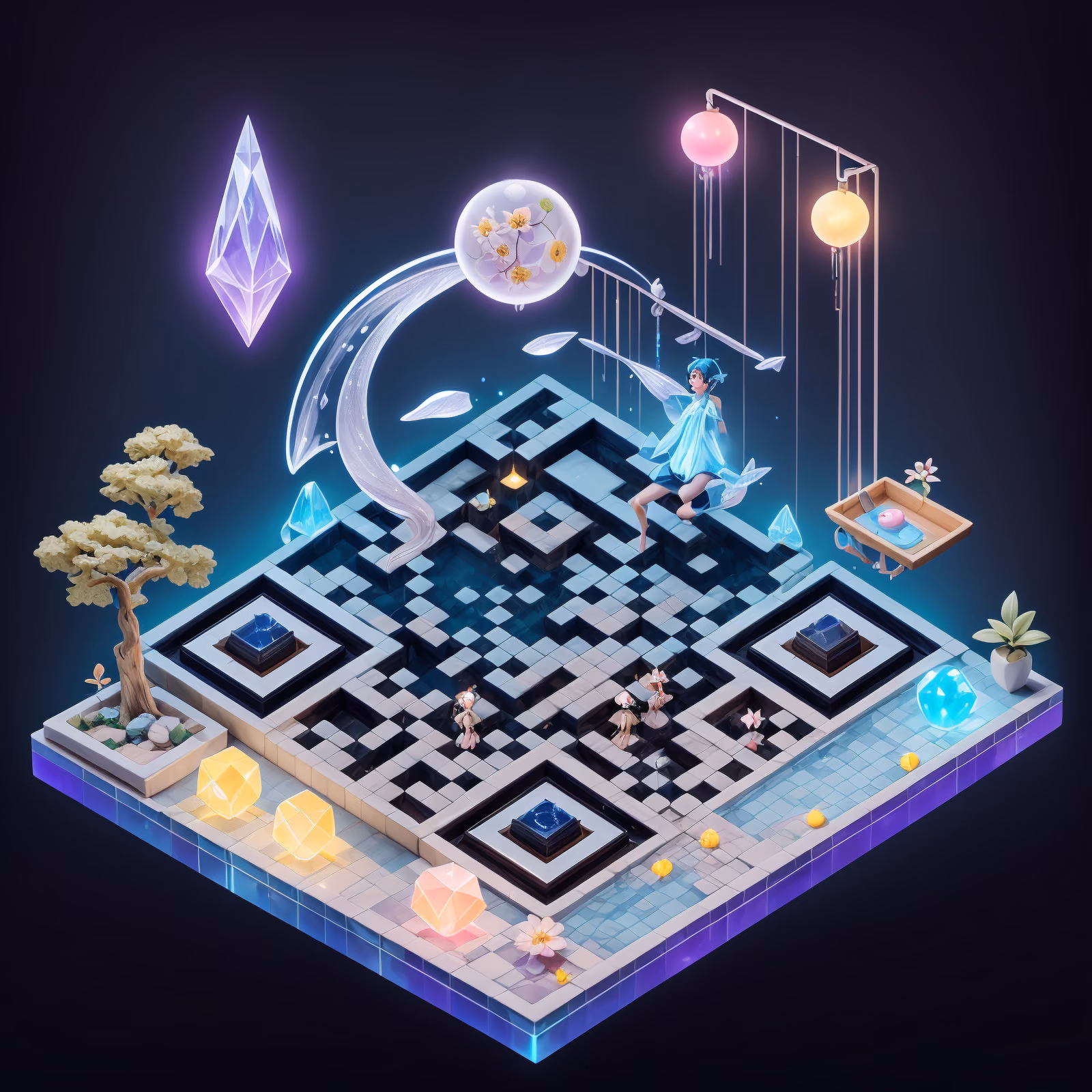 Fairy Spa Isometric Diorama QR Code Art — image 1