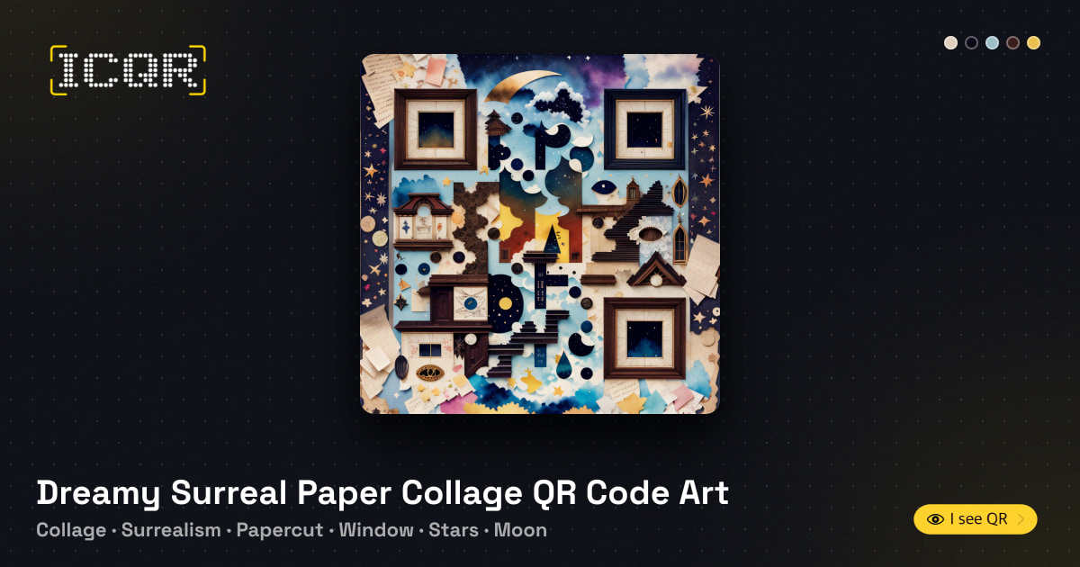 Dreamy Surreal Paper Collage QR Code Art • ICQR