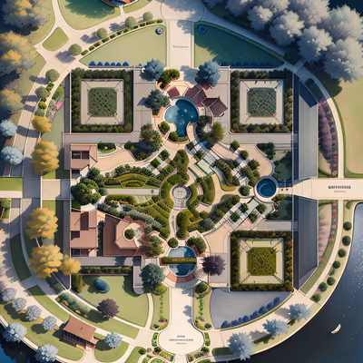 Aerial Park Plan Digital Painting QR Code Art — image 1