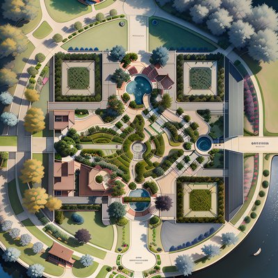 Aerial Park Plan Digital Painting QR Code Art