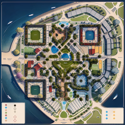 Aerial Park Map Digital Illustration QR Code for Posters — image 1