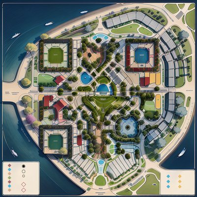 Aerial Park Map Digital Illustration QR Code for Posters