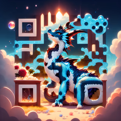 Blue Dragon Fantasy Digital Painting QR Code for Posters — image 1