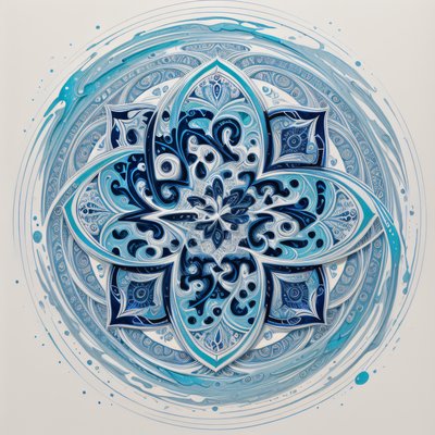 Blue Paisley Mandala Acrylic QR Code Art