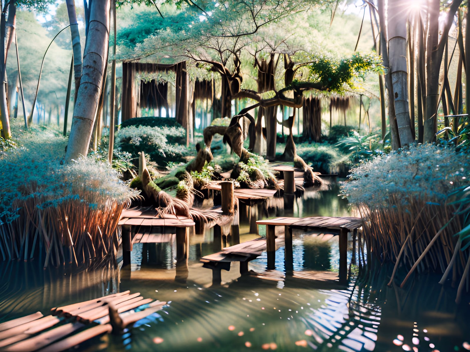 Mangrove Forest Boardwalk Photography QR Code Art — image 1