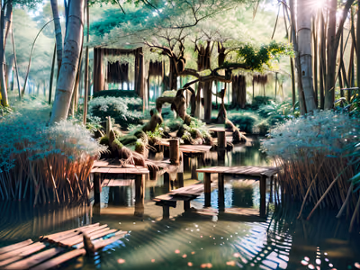 Mangrove Forest Boardwalk Photography QR Code Art — image 1