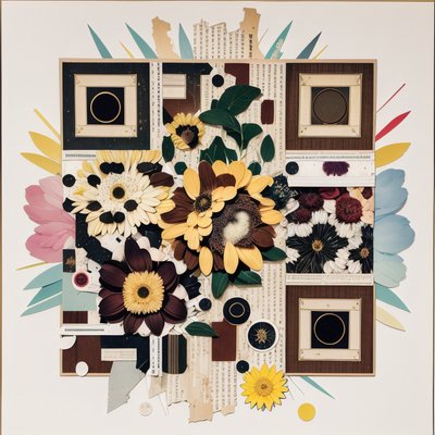 Sunflower Paper Collage QR Code Art