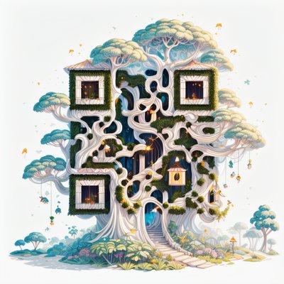Treehouse Jungle Game Art QR Code for Posters