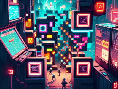 Cyberpunk Hacking Sim Game Art QR Code for Posters