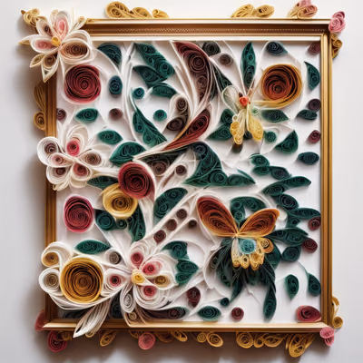 Quilled Paper Flowers and Butterflies Butterfly QR Code Art — image 1