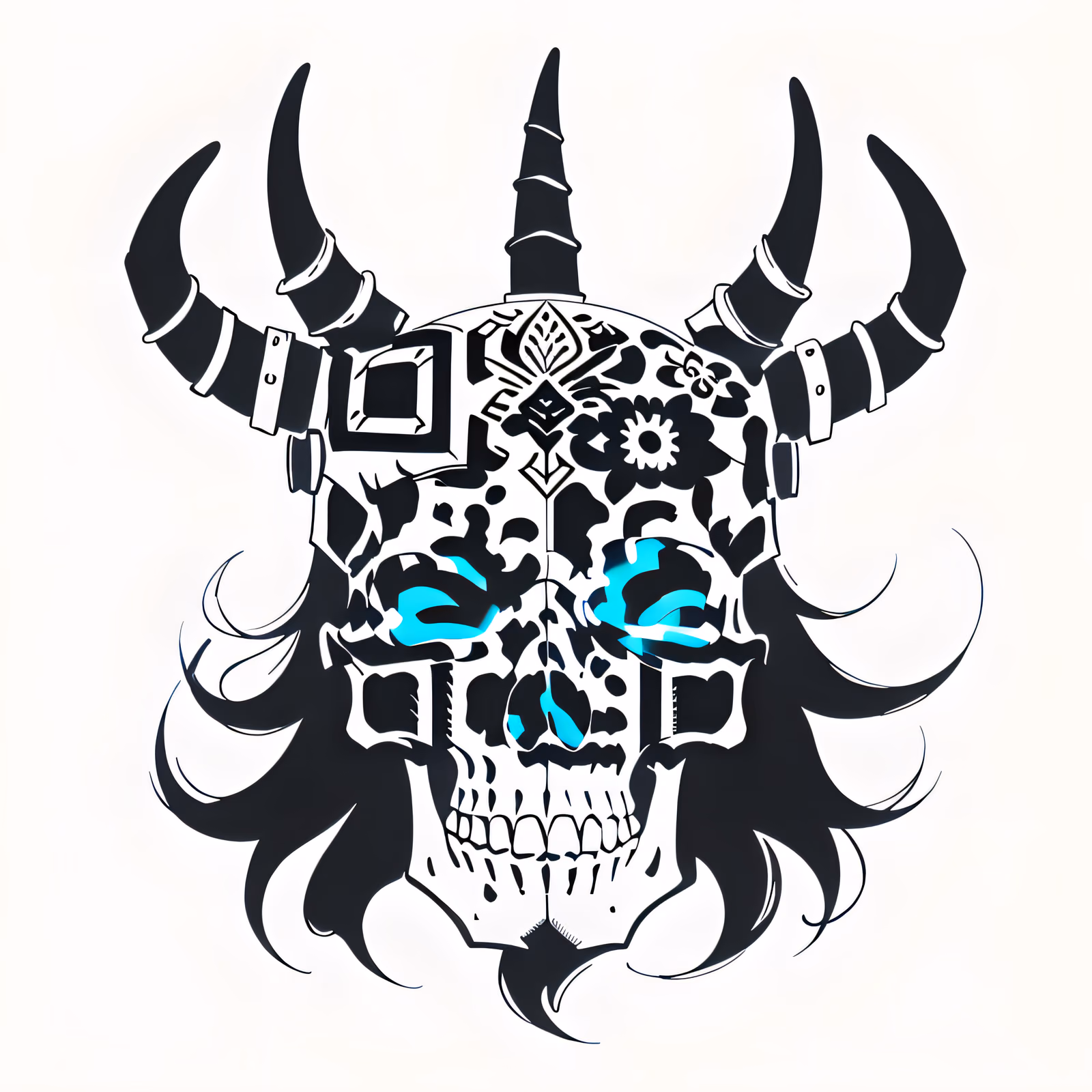 Horned Viking Skull Tattoo QR Code for Temporary Tattoos — image 1