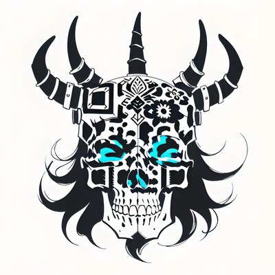QR-код с черепом викинга в рогатом шлеме для временных татуировок