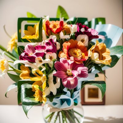 Spring Bouquet Photo QR Code for Greeting Cards