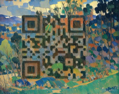 Countryside Hills Post-Impressionist QR Code Art