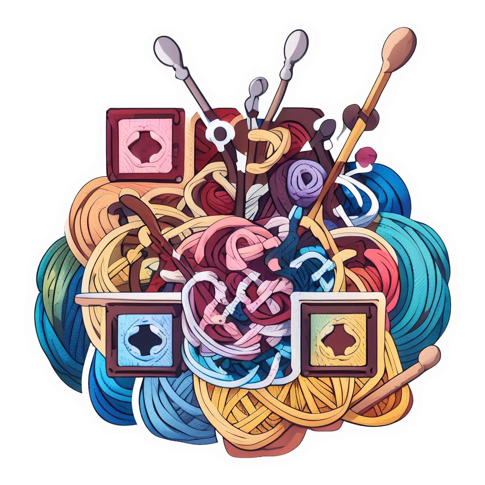 Yarn and Crochet Hooks Vector QR Code for Stickers — image 1