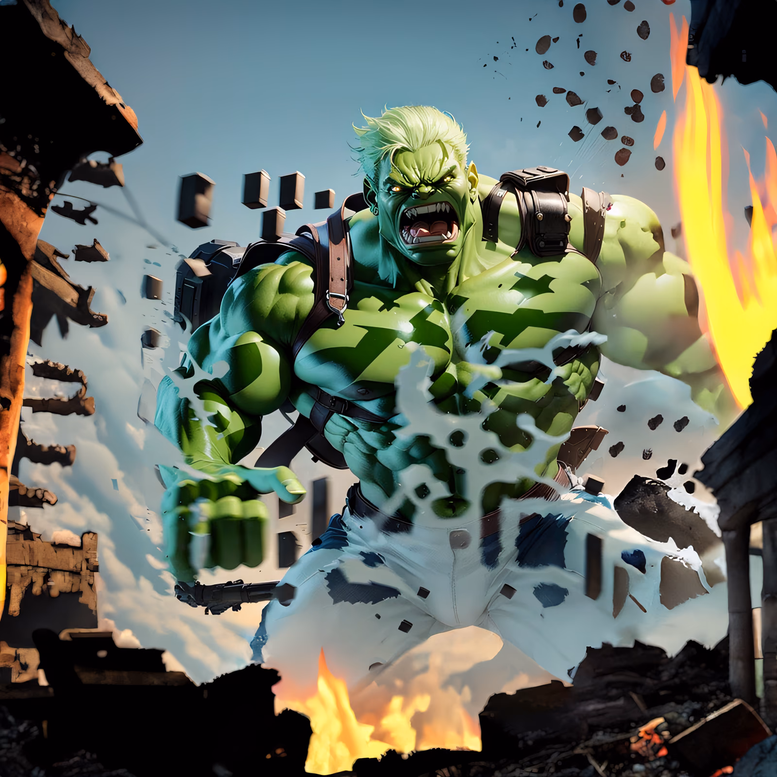 Green Giant Smashing Comic 3D QR Code for Posters — image 1