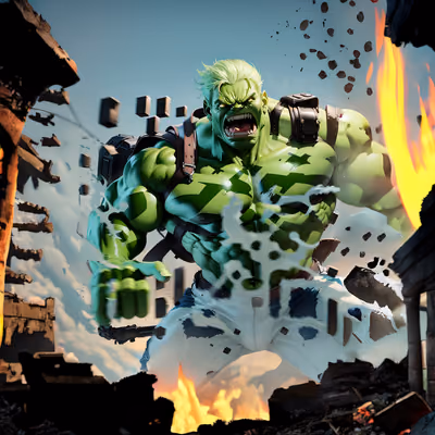Green Giant Smashing Comic 3D QR Code for Posters — image 1