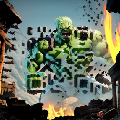 Green Giant Smashing Comic 3D QR Code for Posters