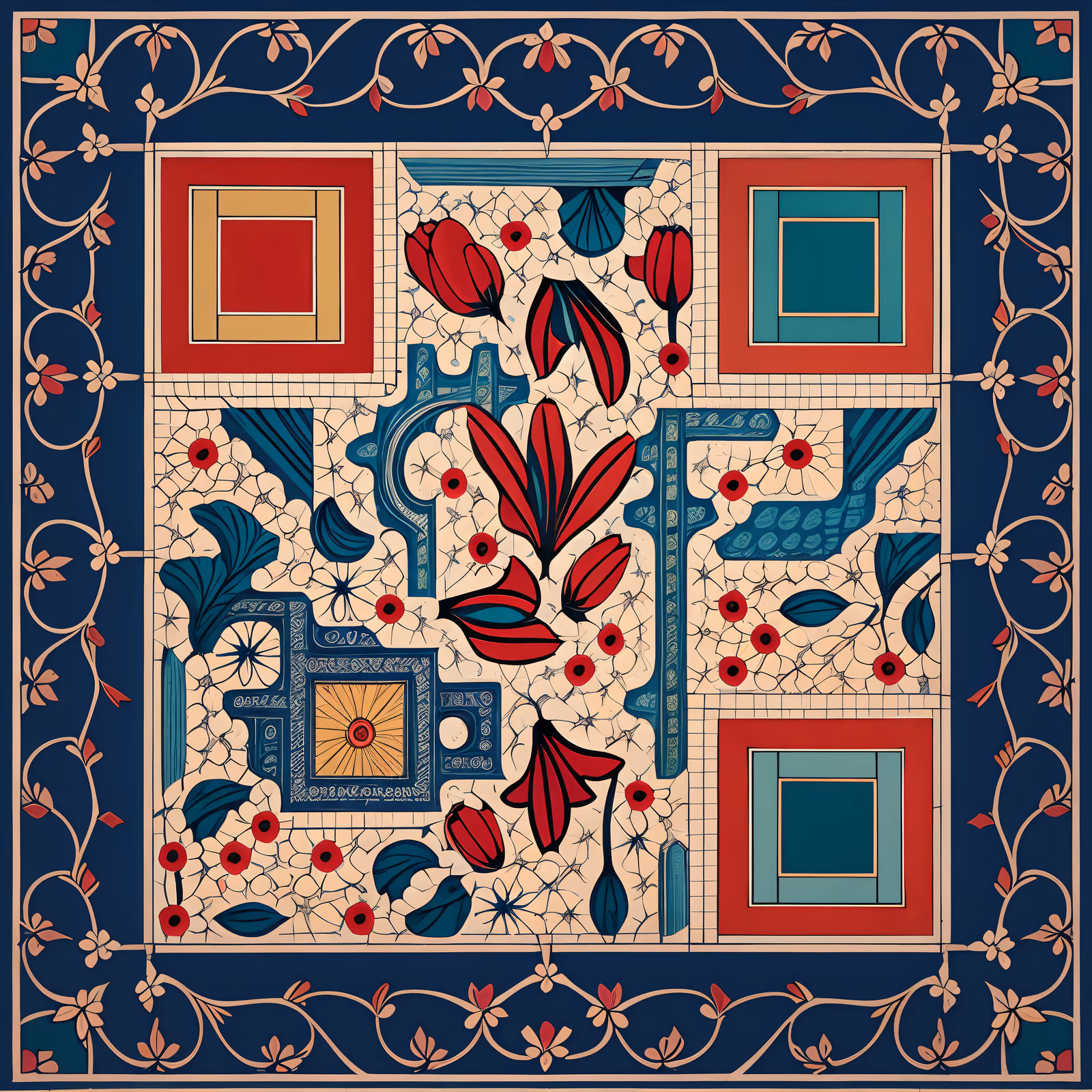 Iznik Tulip Tilework Pattern QR Code Art — image 1
