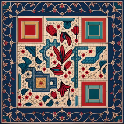 Iznik Tulip Tilework Pattern QR Code Art