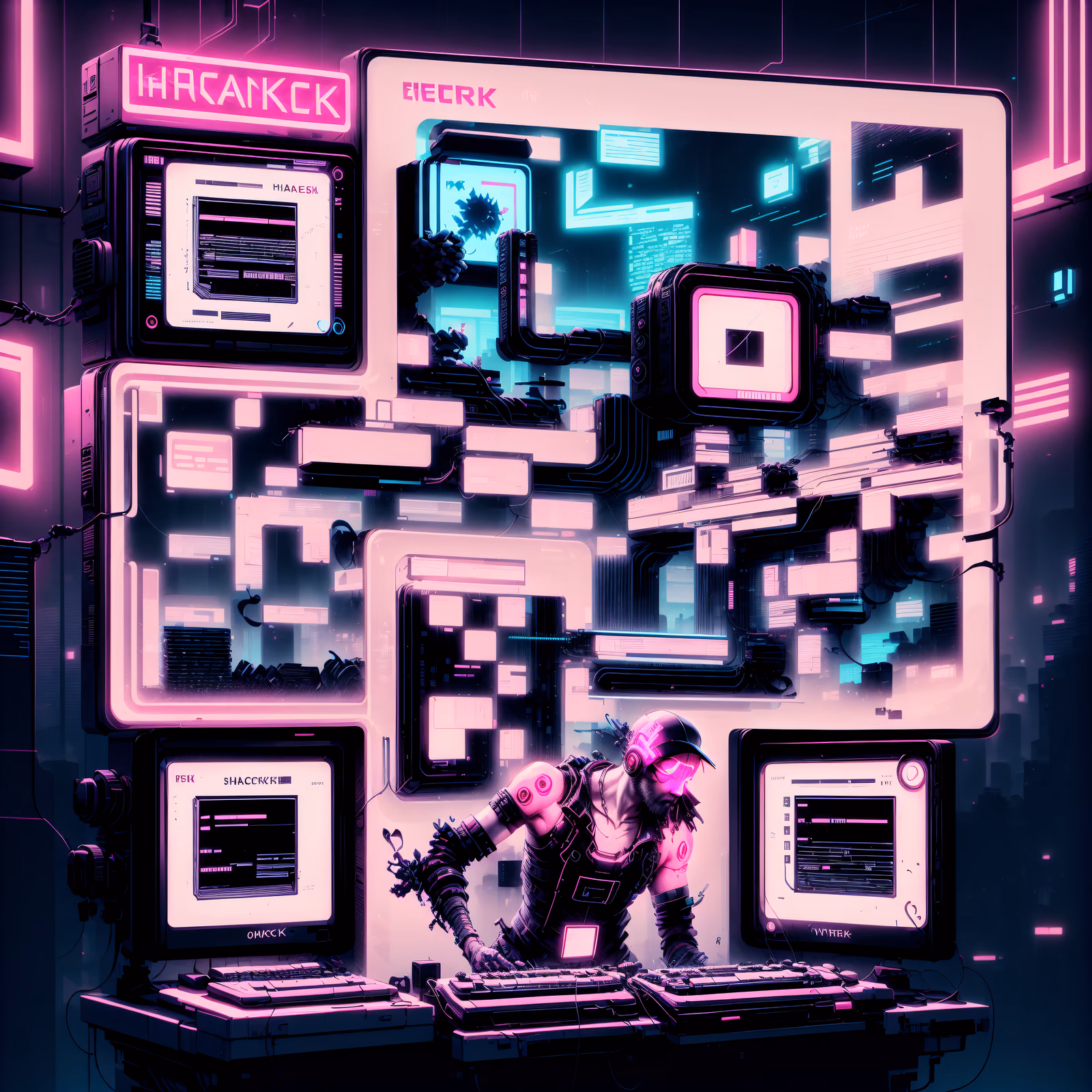 Neon Hacker Terminal Cyberpunk QR Code for Posters — image 1