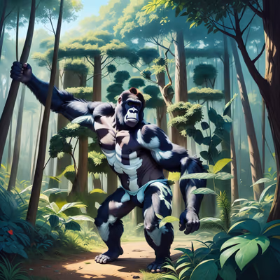 Gorilla in Forest Digital Painting QR Code for Posters — image 1