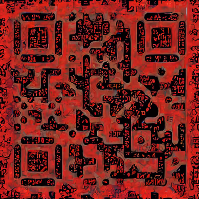 Red Black Glyph Pattern QR Code for Apparel — image 1