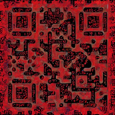 Red Black Glyph Pattern QR Code for Apparel