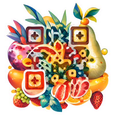 Tropical Fruit Cluster Vector QR Code for Stickers — image 1