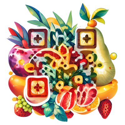 Tropical Fruit Cluster Vector QR Code for Stickers