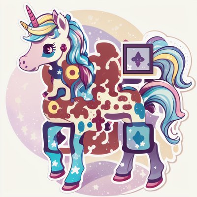 Cute Pastel Unicorn Vector QR Code for Stickers
