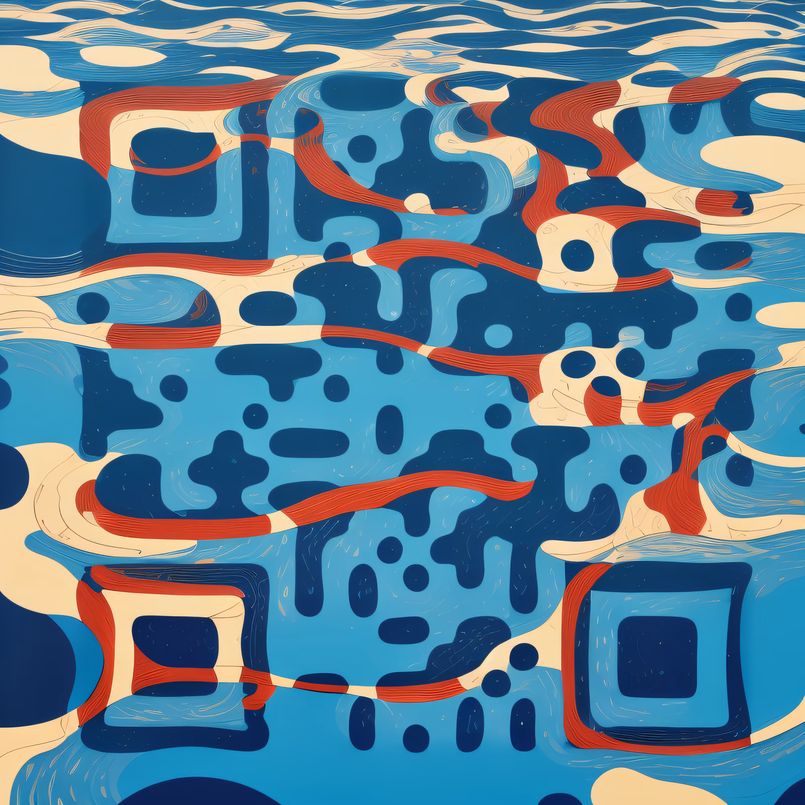 Blue Water Ripple Pattern QR Code Art — image 1