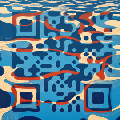 Blue Water Ripple Pattern QR Code Art — image 1