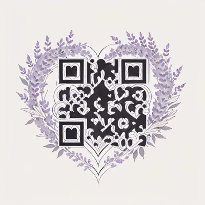 Lavender Heart Wreath Ink QR Code for Temporary Tattoos — image 1