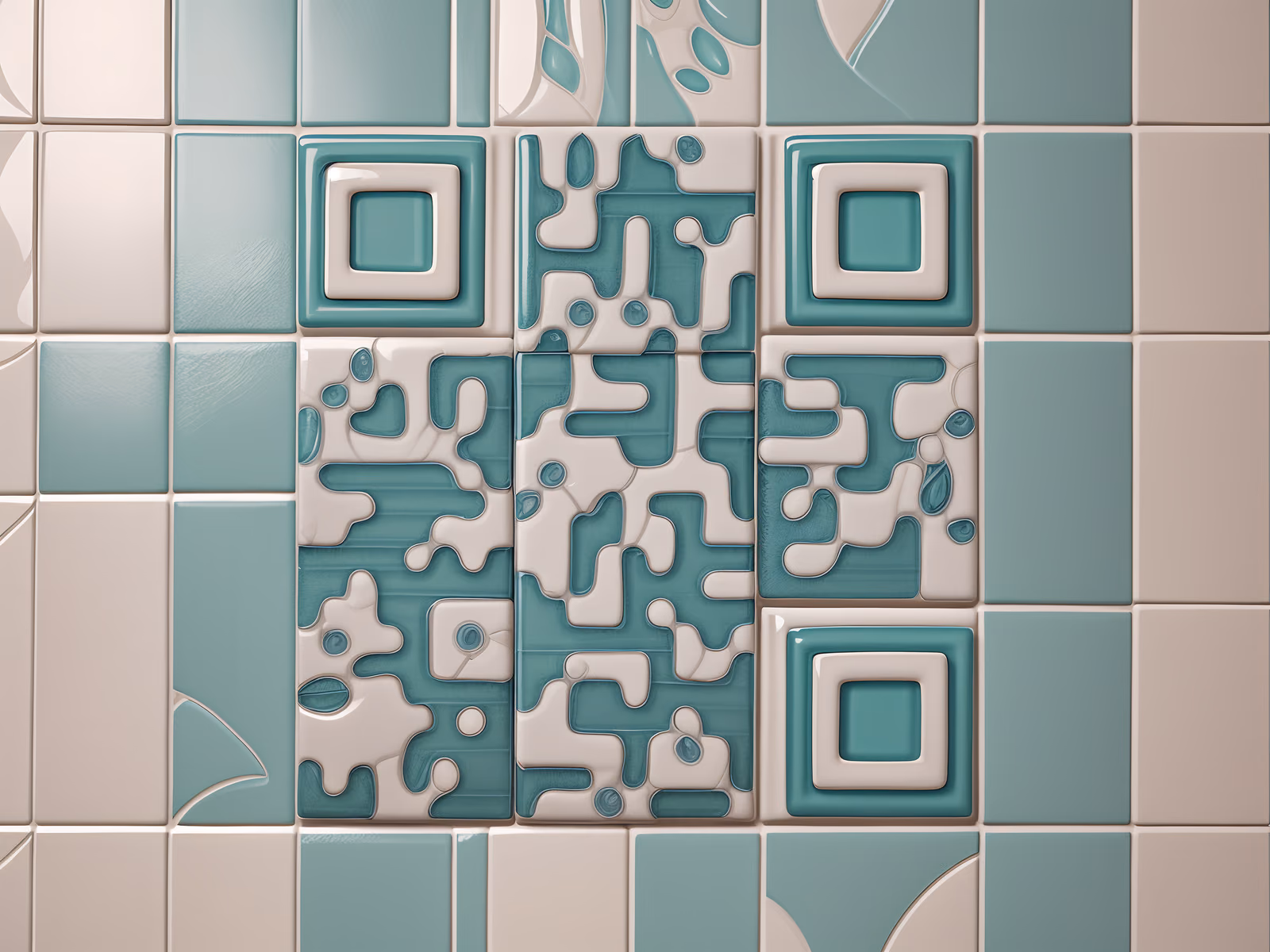 Mint Ceramic Tile Pattern QR Code Art — image 1