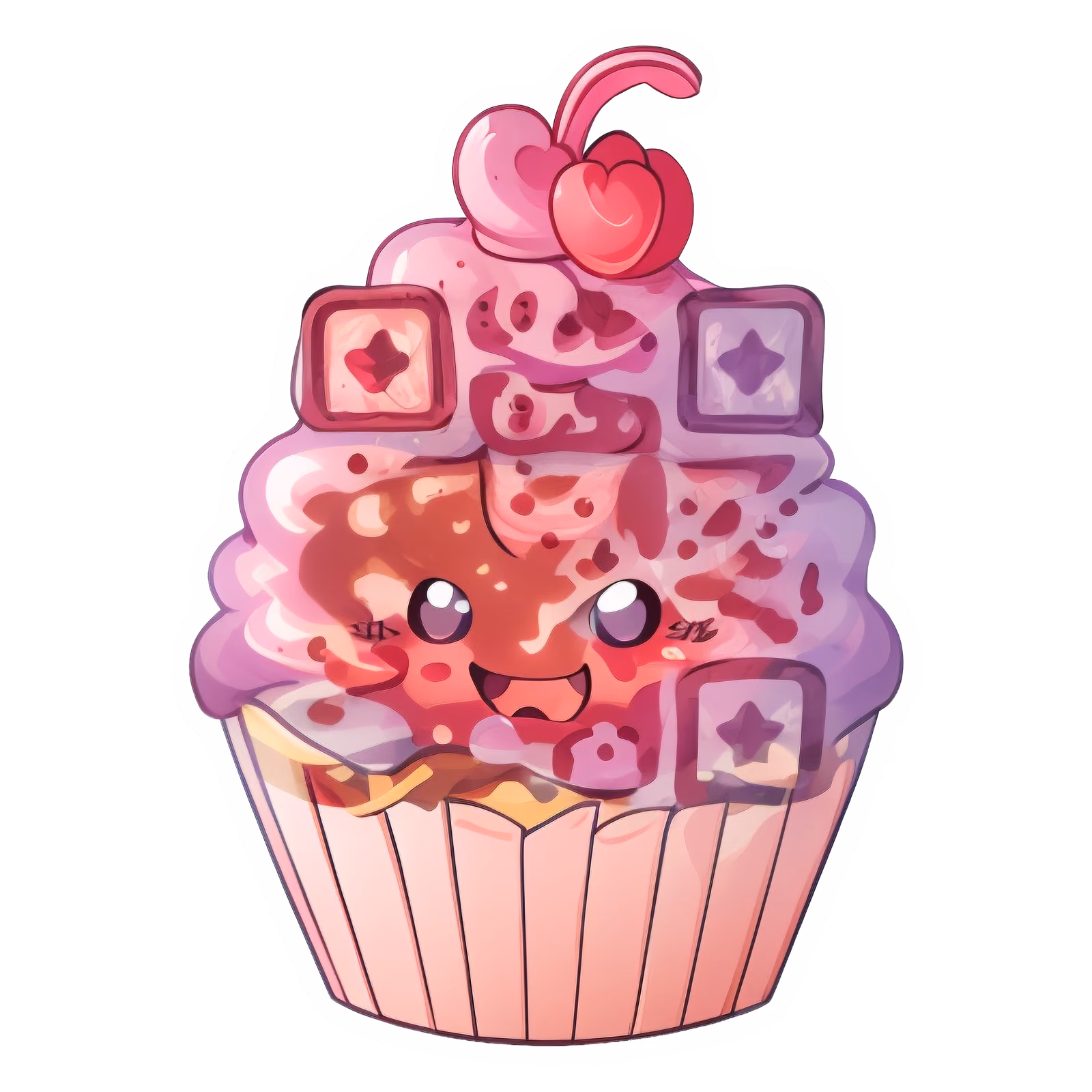 Kawaii Cupcake Vector Dessert QR Code for Stickers — image 1