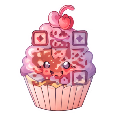 Kawaii Cupcake Vector Dessert QR Code for Stickers — image 1
