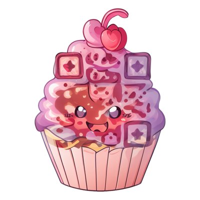 Kawaii Cupcake Vector Dessert QR Code for Stickers