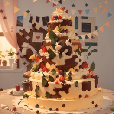Tiered Birthday Cake 3D QR Code for Restaurant Menus — image 1