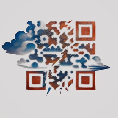 Lightning Bolt Storm Cloud Tattoo QR Code for Temporary Tattoos